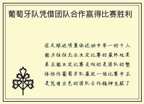 葡萄牙队凭借团队合作赢得比赛胜利